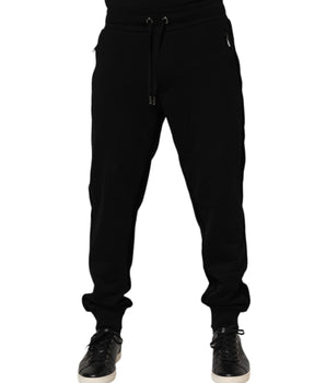 Dolce & Gabbana Black Cotton Men Jogger Sweatpants Pants