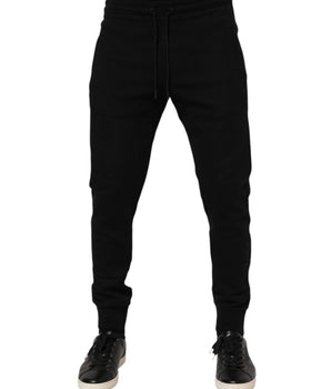 Dolce & Gabbana Black Cotton Men Jogger Sweatpants Pants