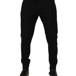 Dolce & Gabbana Black Cotton Men Jogger Sweatpants Pants
