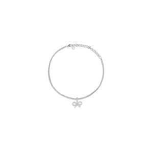 Self-Portrait Tennis necklace with bow pendant