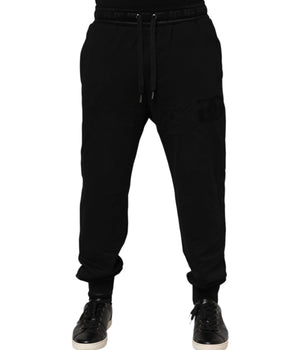 Dolce & Gabbana Black Cotton Drawstring Jogger Pants