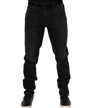 Dolce & Gabbana Black Cotton Logo Plaque Skinny Denim Jeans