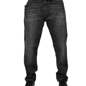 Dolce & Gabbana Gray Washed Cotton Loose Denim Jeans