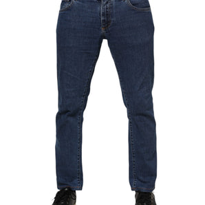 Dolce & Gabbana Blue Cotton Logo Skinny Denim Jeans