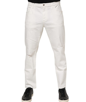 Dolce & Gabbana White Cotton Loose Men Denim Jeans