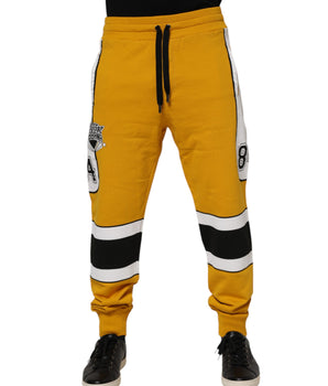 Dolce & Gabbana Yellow Cotton Logo Jogger Sweatpants Pants
