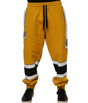 Dolce & Gabbana Yellow Cotton Logo Drawstring Jogger Sweatpants Pants
