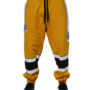 Dolce & Gabbana Yellow Cotton Logo Drawstring Jogger Sweatpants Pants
