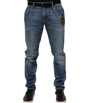 Dolce & Gabbana Blue Logo Embroidery Denim Jeans