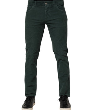 Dolce & Gabbana Green Cotton Corduroy Skinny Pants