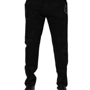 Dolce & Gabbana Black Cotton Skinny Men Denim Jeans