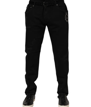 Dolce & Gabbana Black Cotton Skinny Men Denim Jeans