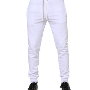 Dolce & Gabbana White Cotton Drawstring Jogger Pants