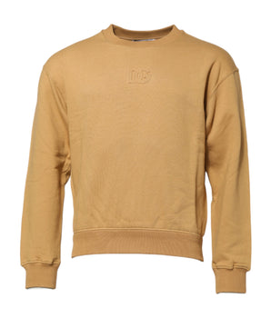 Dolce &amp; Gabbana Mustard Cotton DG Embossed Pullover Sweater