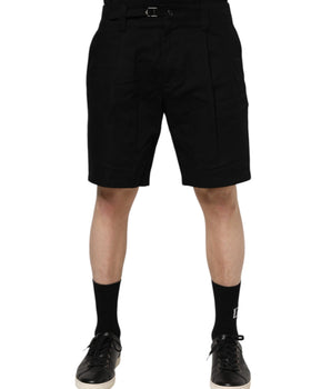 Dolce & Gabbana Black Cotton Knee Length Men Bermuda Shorts