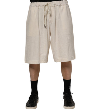 Dolce & Gabbana Ivory Cotton Men Bermuda Sweatshorts Shorts