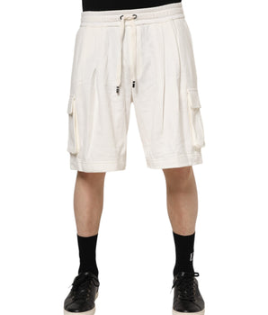 Dolce & Gabbana White Cotton Cargo Bermuda Sweatshorts Shorts