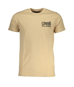 Cavalli Class Beige Cotton T-Shirt
