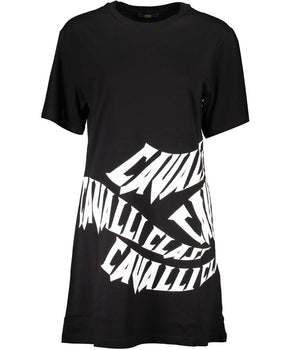 Cavalli Class Black Cotton Casual Dress
