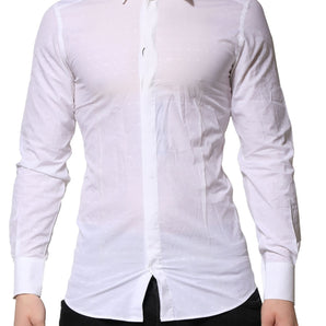 Dolce & Gabbana White Cotton GOLD Dress Formal Shirt