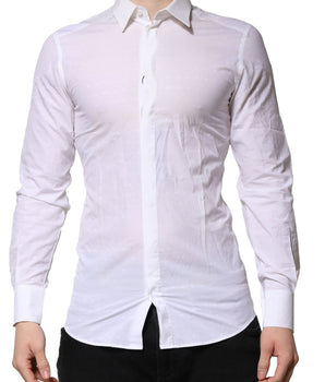 Dolce & Gabbana White Cotton GOLD Dress Formal Shirt