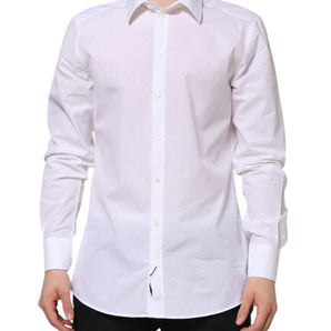 Dolce & Gabbana White Cotton GOLD Dress Formal Shirt