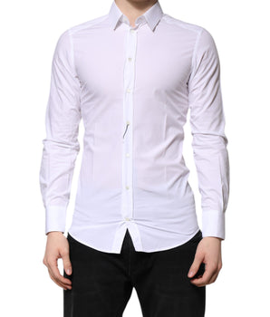 Dolce & Gabbana White Cotton GOLD Long Sleeves Formal Shirt