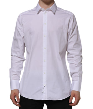 Dolce & Gabbana White Cotton GOLD Long Sleeves Formal Shirt