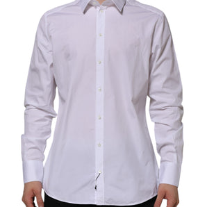 Dolce & Gabbana White Cotton GOLD Long Sleeves Formal Shirt