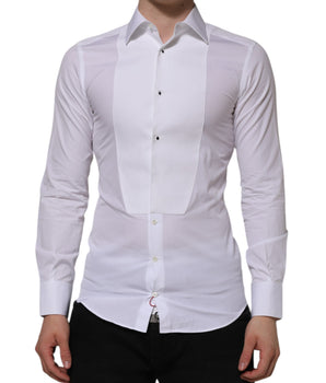 Dolce & Gabbana White Bib Cotton Poplin GOLD Formal Shirt