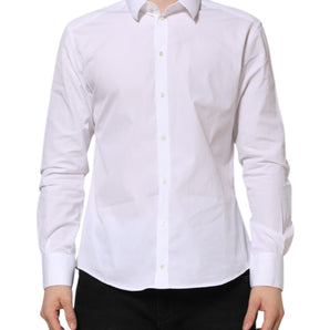 Dolce & Gabbana White Cotton Long Sleeves GOLD Formal Shirt
