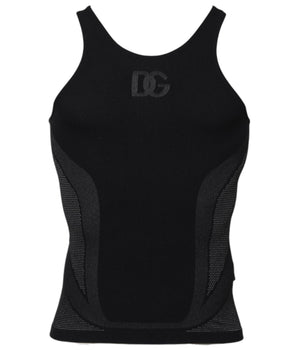 Dolce & Gabbana Black Nylon Sleeveless Underwear Tank T-shirt