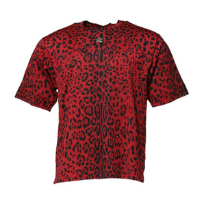 Dolce & Gabbana Red Cotton Leopard Short Sleeves T-shirt