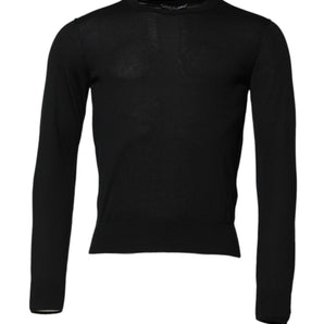 Dolce & Gabbana Black Cashmere Crew Neck Long Sleeves T-shirt