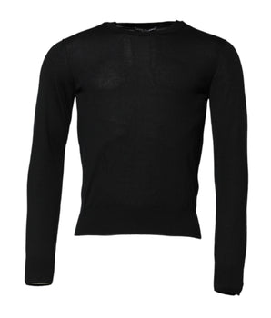 Dolce & Gabbana Black Cashmere Crew Neck Long Sleeves T-shirt