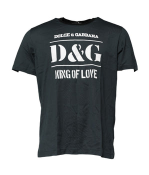Dolce & Gabbana Black Cotton Printed Short Sleeves T-shirt