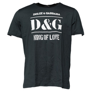 Dolce & Gabbana Black Cotton Printed Short Sleeves T-shirt