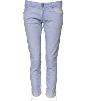 Acht Light Blue Cotton Slim Fit Denim Low Waist Denim Jeans