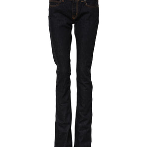 GF Ferre Dark Blue Cotton Mid Waisted Skinny Denim Jeans