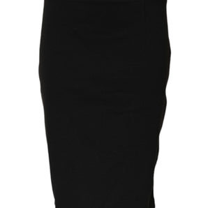 GF Ferre Black Polyester Pencil Cut Knee Length Skirt