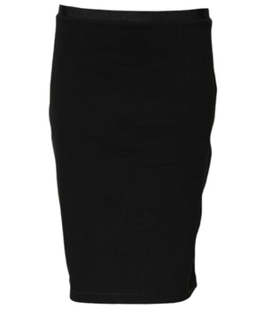 GF Ferre Black Polyester Pencil Cut Knee Length Skirt
