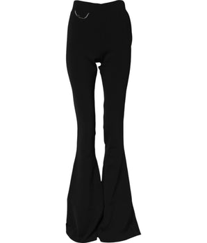 Dsquared² Black Polyester High Waisted Flared Pants