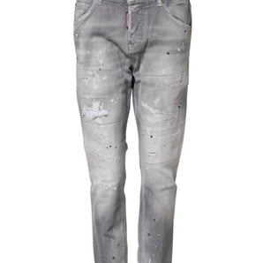 Dsquared² Gray Washed Mid Waist Tapered Jeans