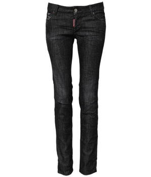 Dsquared² Black Cotton Low Waist Skinny Denim Jeans