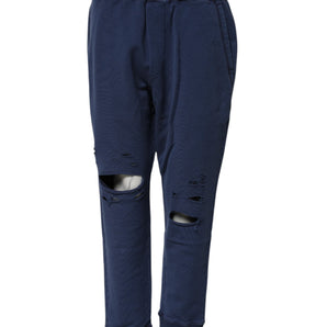 Dsquared² Blue Cotton Mid Waisted Jogger Pants
