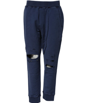 Dsquared² Blue Cotton Mid Waisted Jogger Pants
