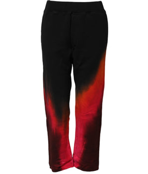 Dsquared² Black Red Cotton Straight Fit Jogger Pants