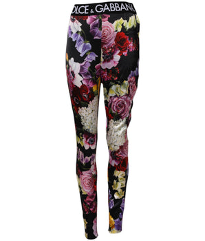 Dolce & Gabbana Multicolor Floral Legging Stretch Waist Pants