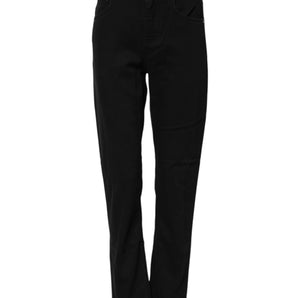 Dolce & Gabbana Black Boyfriend Cotton Mid Waist Denim Jeans
