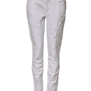 Dolce & Gabbana White Cotton Mid Waisted Women Denim Jeans